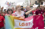 Pride in London parade, Park Lane to Trafalgar Square, London.