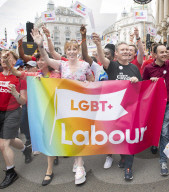 Pride in London parade, Park Lane to Trafalgar Square, London.