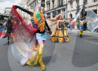 Pride in London parade, Park Lane to Trafalgar Square, London.