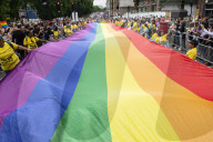 Pride in London parade, Park Lane to Trafalgar Square, London.