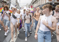 Pride in London parade, Park Lane to Trafalgar Square, London.