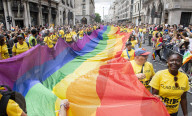 Pride in London parade, Park Lane to Trafalgar Square, London.