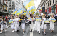 Pride in London parade, Park Lane to Trafalgar Square, London.