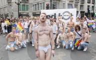 Pride in London parade, Park Lane to Trafalgar Square, London.