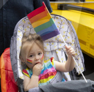 Pride in London parade, Park Lane to Trafalgar Square, London.