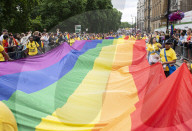 Pride in London parade, Park Lane to Trafalgar Square, London.