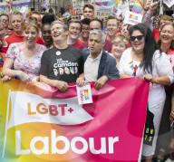 Pride in London parade, Park Lane to Trafalgar Square, London.