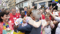 Pride in London parade, Park Lane to Trafalgar Square, London.