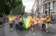 Pride in London parade, Park Lane to Trafalgar Square, London.