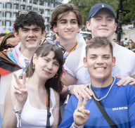 Pride in London parade, Park Lane to Trafalgar Square, London.