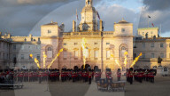 The Household Division presents a Military Music Spectacular at Horseguards Parade, London.