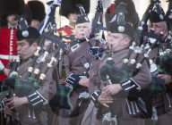 The Household Division presents a Military Music Spectacular at Horseguards Parade, London.