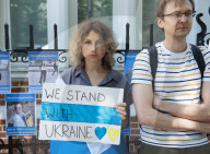 Russians Against War | Presentations of humanitarian initiatives outside the Russian Embassy in London
