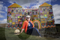 Not a bouncy castle: Hadrian's Wall fort rebuilt in wild colour