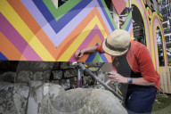 Not a bouncy castle: Hadrian's Wall fort rebuilt in wild colour