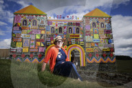 Not a bouncy castle: Hadrian's Wall fort rebuilt in wild colour
