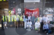 ASLEF picket line outside of Willesden Junction rail station on the day of a national rail strike, London, Great Britain 
13th August 2022