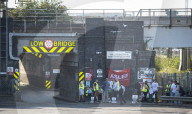 ASLEF picket line outside of Willesden Junction rail station on the day of a national rail strike, London, Great Britain 
13th August 2022