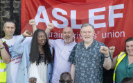 ASLEF picket line outside of Willesden Junction rail station on the day of a national rail strike, London, Great Britain 
13th August 2022