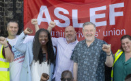 ASLEF picket line outside of Willesden Junction rail station on the day of a national rail strike, London, Great Britain 
13th August 2022