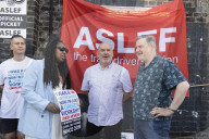 ASLEF picket line outside of Willesden Junction rail station on the day of a national rail strike, London, Great Britain 
13th August 2022
