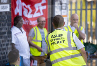 ASLEF picket line outside of Willesden Junction rail station on the day of a national rail strike, London, Great Britain 
13th August 2022