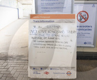 Willesden Junction Overground signage on the day of a national rail strike, London, Great Britain 
13th August 2022 

ASLEF Union join train strike