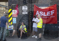 ASLEF picket line outside of Willesden Junction rail station on the day of a national rail strike, London, Great Britain 
13th August 2022