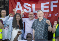 ASLEF picket line outside of Willesden Junction rail station on the day of a national rail strike, London, Great Britain 
13th August 2022