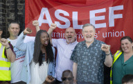 ASLEF picket line outside of Willesden Junction rail station on the day of a national rail strike, London, Great Britain 
13th August 2022