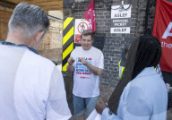ASLEF picket line outside of Willesden Junction rail station on the day of a national rail strike, London, Great Britain 
13th August 2022