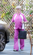 Rarely seen Hollywood veteran Shirley Jones, 88, cuts a colorful figure as she exits a fancy steakhouse in the San Fernando Valley after an early dinner with friends. 