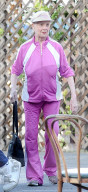 Rarely seen Hollywood veteran Shirley Jones, 88, cuts a colorful figure as she exits a fancy steakhouse in the San Fernando Valley after an early dinner with friends. 