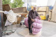 Terry Gilliam visits his sculptors/prop makers in south east London