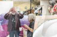 Terry Gilliam visits his sculptors/prop makers in south east London
