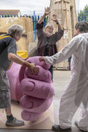 Terry Gilliam visits his sculptors/prop makers in south east London