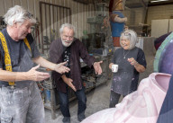 Terry Gilliam visits his sculptors/prop makers in south east London