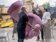 Terry Gilliam visits his sculptors/prop makers in south east London