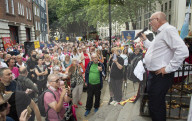 Royal Mail postal strike Rally outside Mount Pleasant Mail Centre, London.