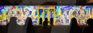 Discover Ukraine: Bits Destroyed - a light projection onto the Old Royal Naval College buildings, Greenwich, London