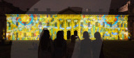 Discover Ukraine: Bits Destroyed - a light projection onto the Old Royal Naval College buildings, Greenwich, London