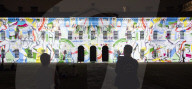 Discover Ukraine: Bits Destroyed - a light projection onto the Old Royal Naval College buildings, Greenwich, London
