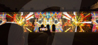 Discover Ukraine: Bits Destroyed - a light projection onto the Old Royal Naval College buildings, Greenwich, London