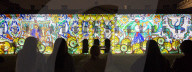 Discover Ukraine: Bits Destroyed - a light projection onto the Old Royal Naval College buildings, Greenwich, London