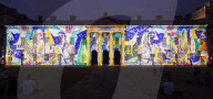 Discover Ukraine: Bits Destroyed - a light projection onto the Old Royal Naval College buildings, Greenwich, London