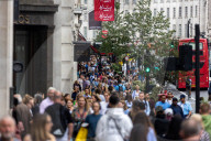 Shoppers on Oxford Street London as the cost of living crisis continues. 