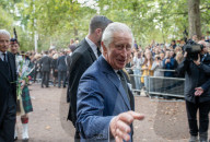 King Charles II and Camilla Queen Consort outside St James Park, London.