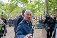 King Charles II and Camilla Queen Consort outside St James Park, London.