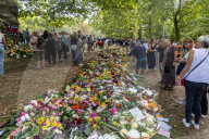 members of the public lay flowers in green Park, London