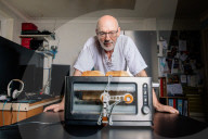 Portrait of inventor Philip Davies and his Artificial Intelligence powered toaster